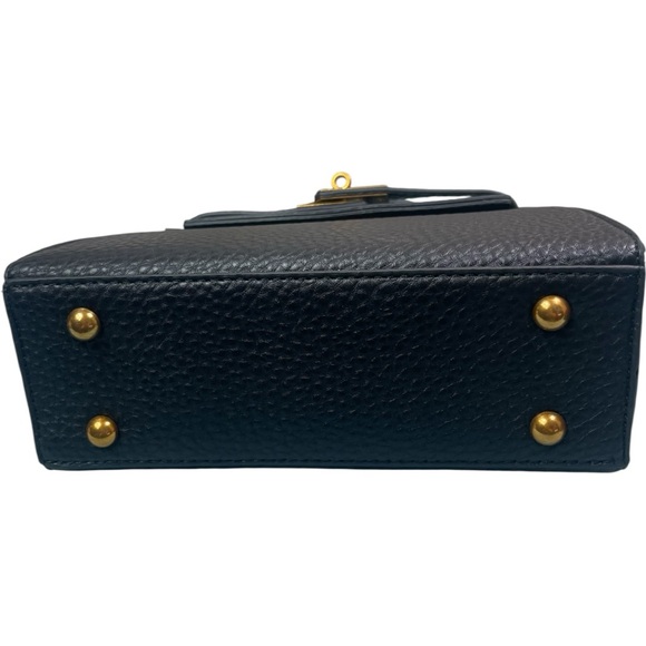 Black Kelly Textured Designer Turnlock Shoulder Crossbody Bag - Picture 12 of 13